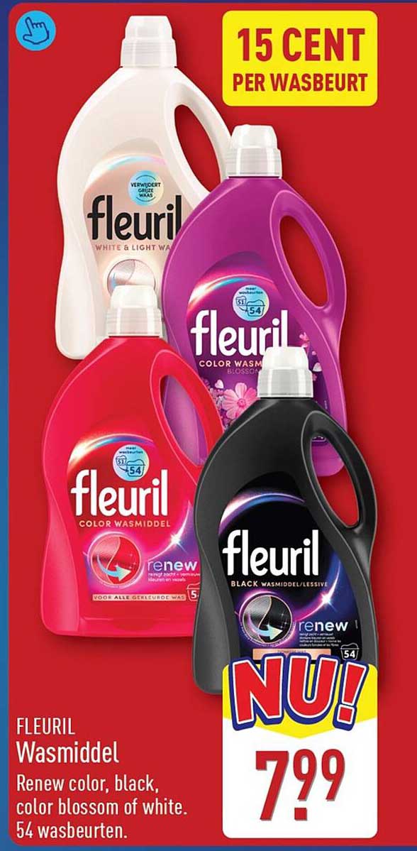 FLEURIL Wasmiddel Renew color, black, color blossom of white. 54 wasbeurten. NU!