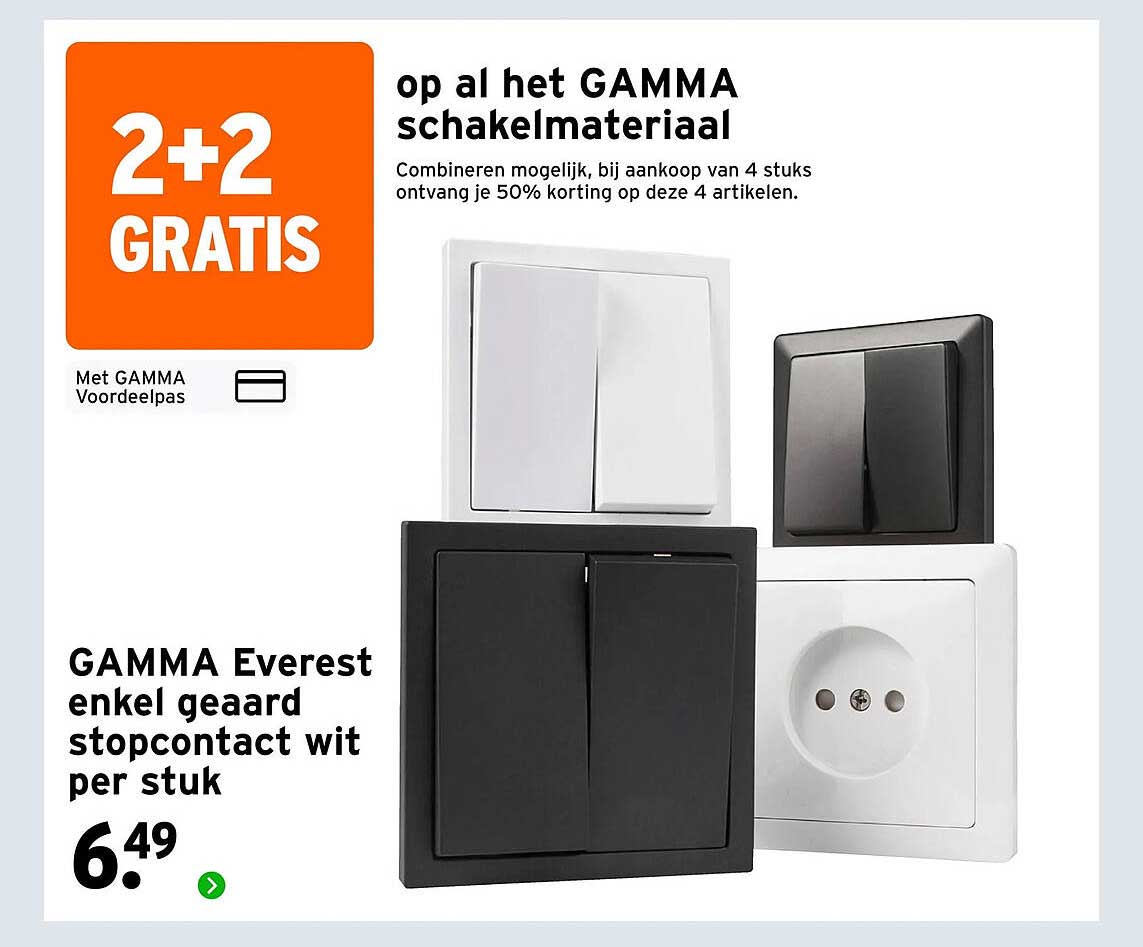 GAMMA Everest enkel geaard stopcontact wit per stuk 2+2 gratis
