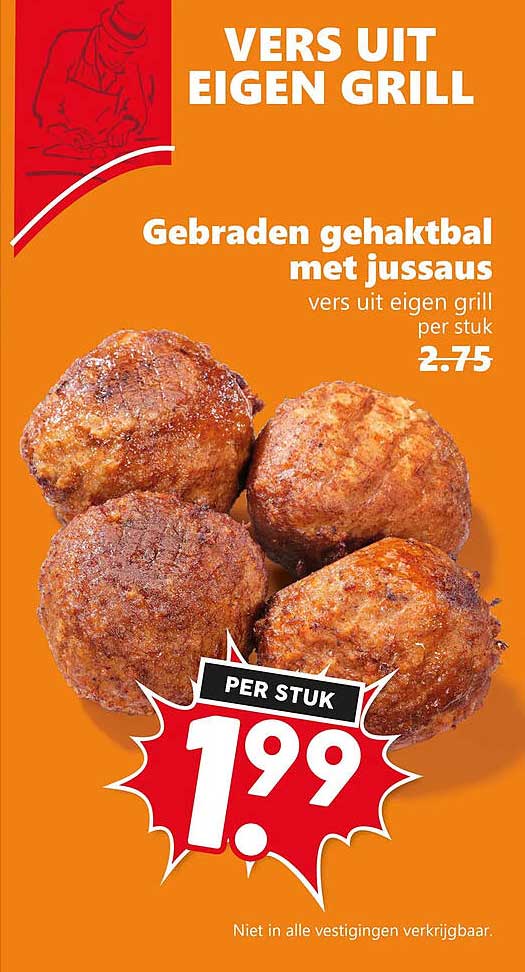 Gebraden gehaktbal met jussaus vers uit eigen grill