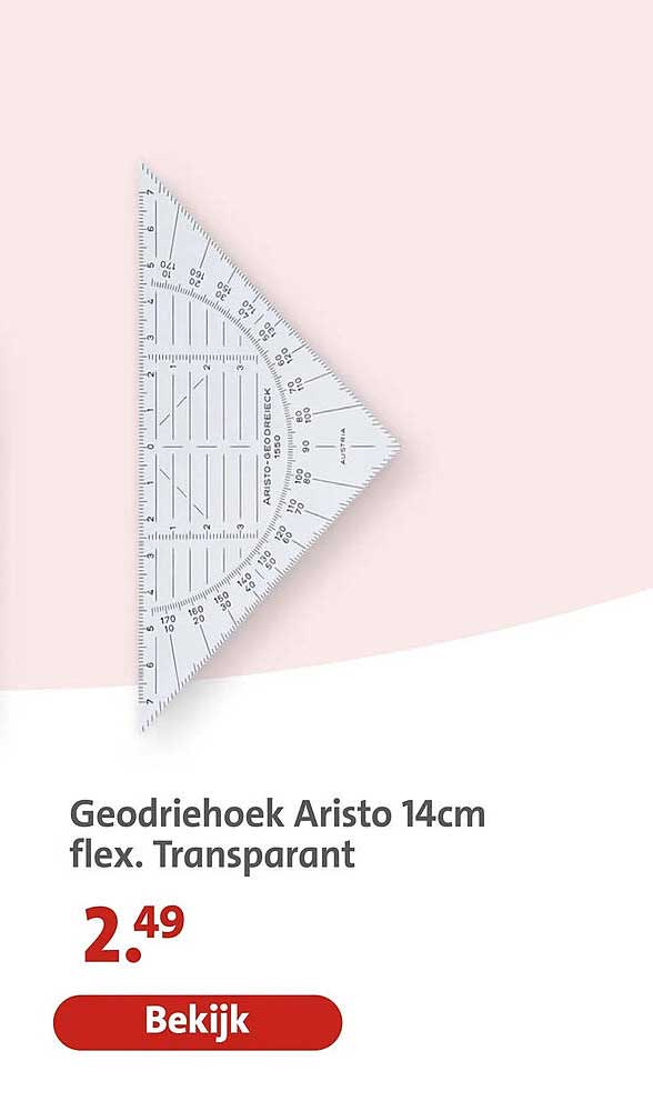Geodriehoek Aristo 14cm flex. Transparant