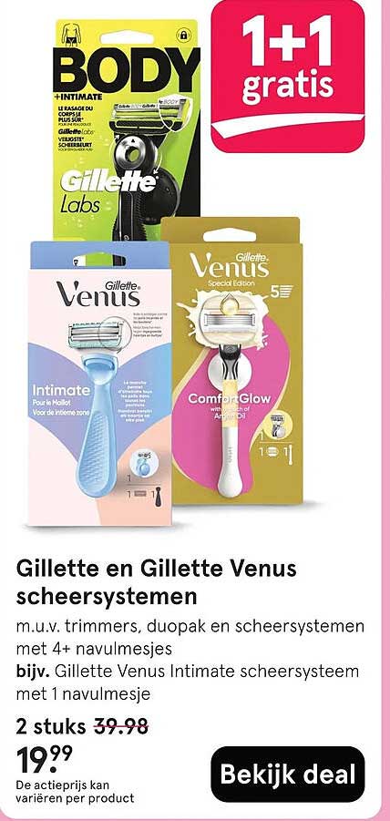 Gillette en Gillette Venus scheersystemen 1+1 gratis