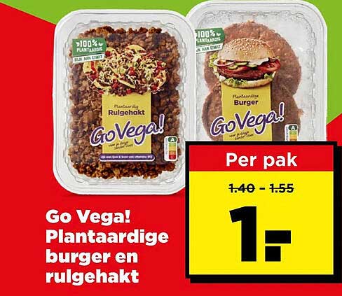 Go Vega! Plantaardige burger en rulgehakt