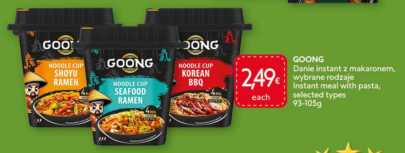 GOONG Danie instant z makaronem, wybrane rodzaje Instant meal with pasta, selected types 93-105g