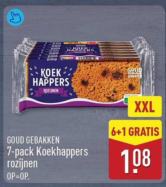 Goud gebakken 7-pack Koekhappers rozijnen XXL 6+1 gratis