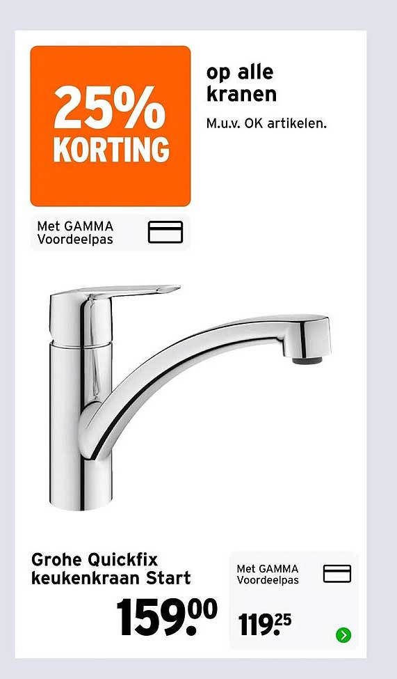Grohe Quickfix keukenkraan Start 25% KORTING