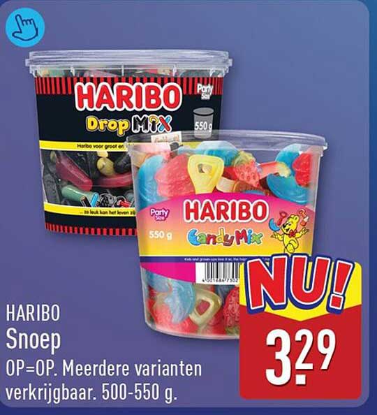 HARIBO Snoep OP=OP. Meerdere varianten verkrijgbaar. 500-550 g.