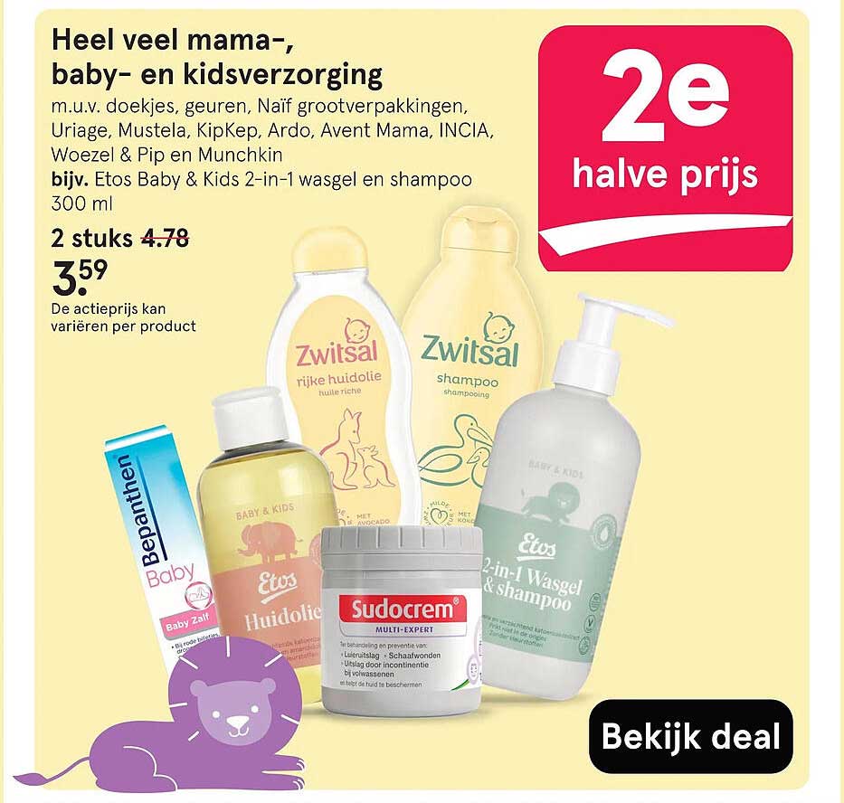 Heel veel mama-, baby- en kidsverzorging 2e halve prijs