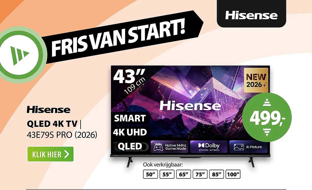 Hisense QLED 4K TV 43E79S PRO (2026)