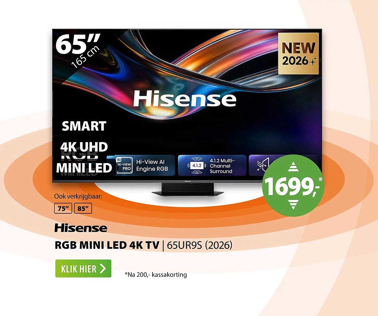 Hisense RGB MINI LED 4K TV | 65UR9S (2026)
