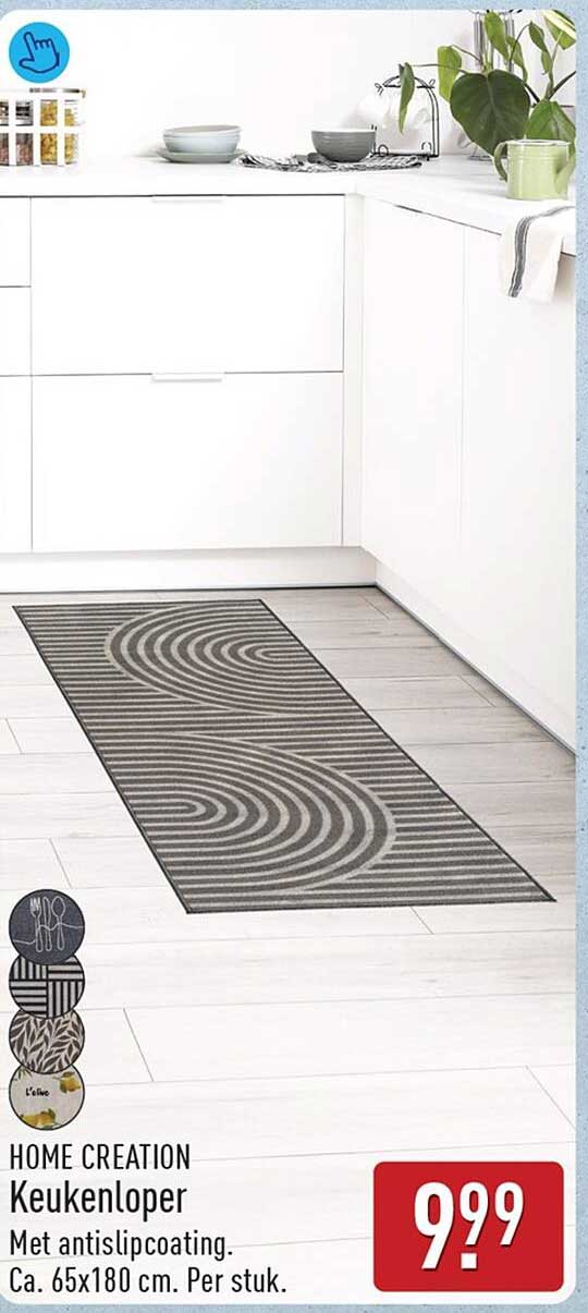HOME CREATION Keukenloper Met antislipcoating. Ca. 65x180 cm. Per stuk.