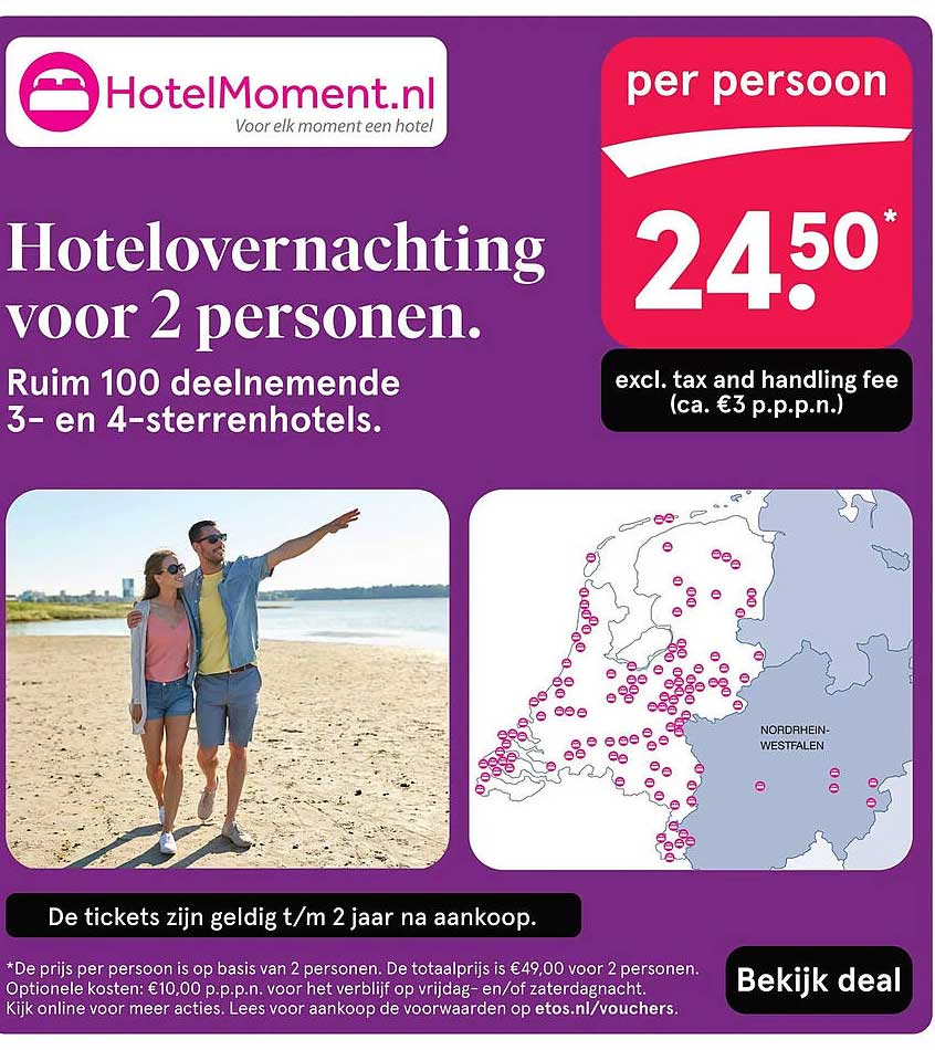 Hotelovernachting voor 2 personen.