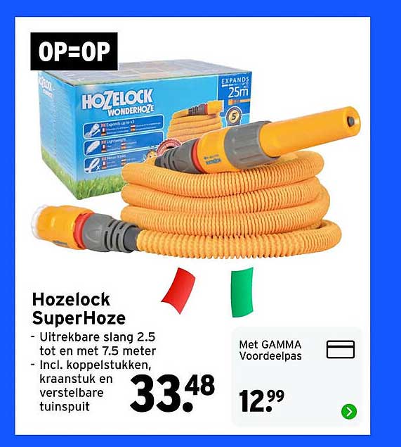 Hozelock SuperHoz(e) - Urekbare slang 2.5 tot en met 7.5 meter - Incl. koppestukken, kraanstuk en verstelbare tuinspuit