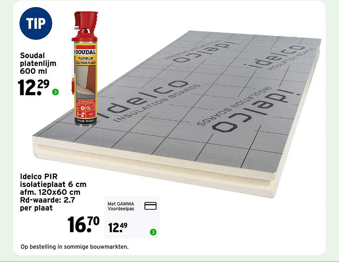 Idelco PIR isolatieplaat 6 cm afm. 120x60 cm Rd-waarde: 2.7 per plaat