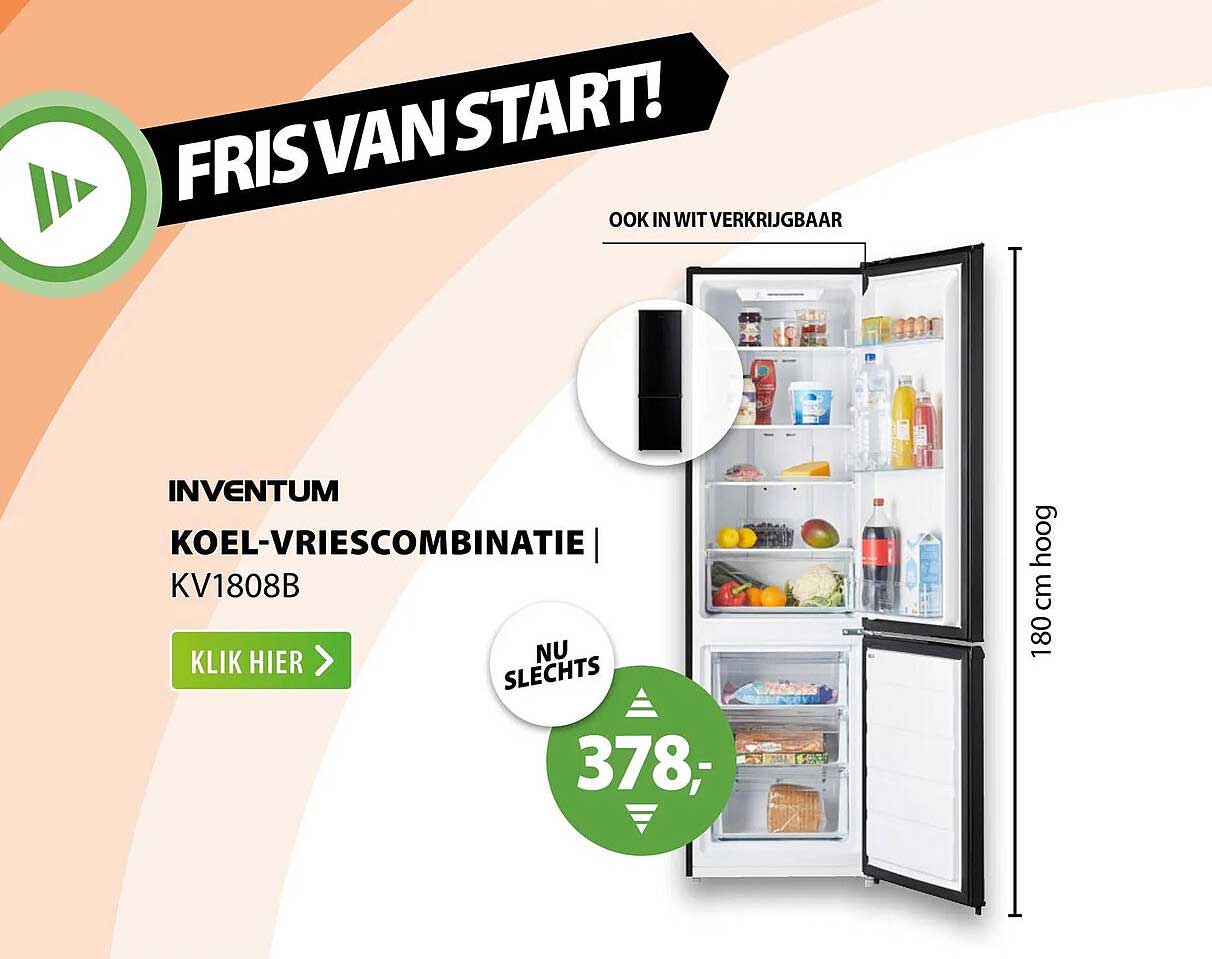 INVENTUM KOEL-VRIESCOMBINATIE KV1808B