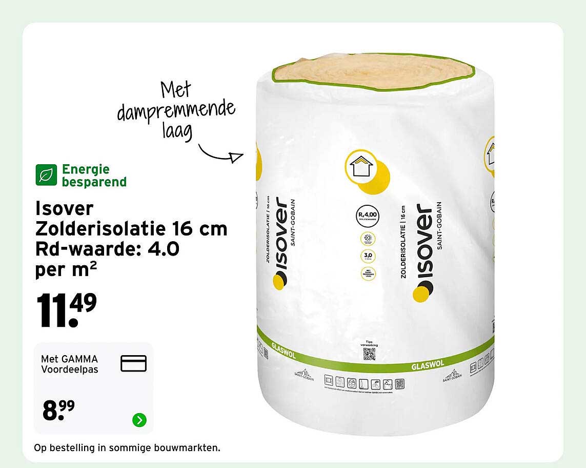 Isover Zolderisolatie 16 cm Rd-waarde: 4.0 per m²