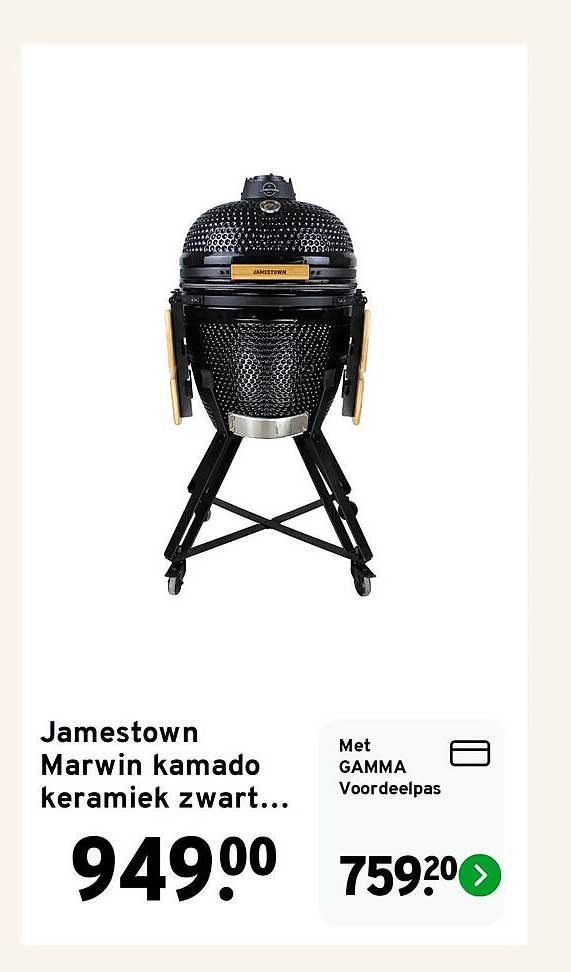Jamestown Marwin kamado keramiek zwart...