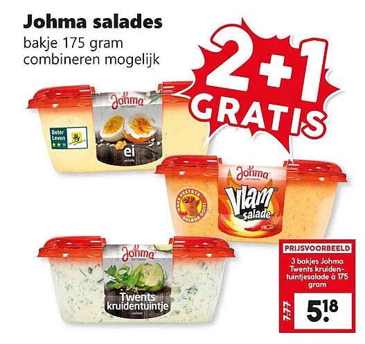 Johma salades bakje 175 gram combineren mogelijk 2+1 GRATIS