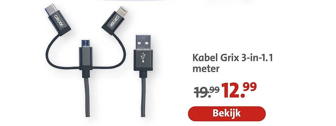 Kabel Grix 3-in-1.1 meter