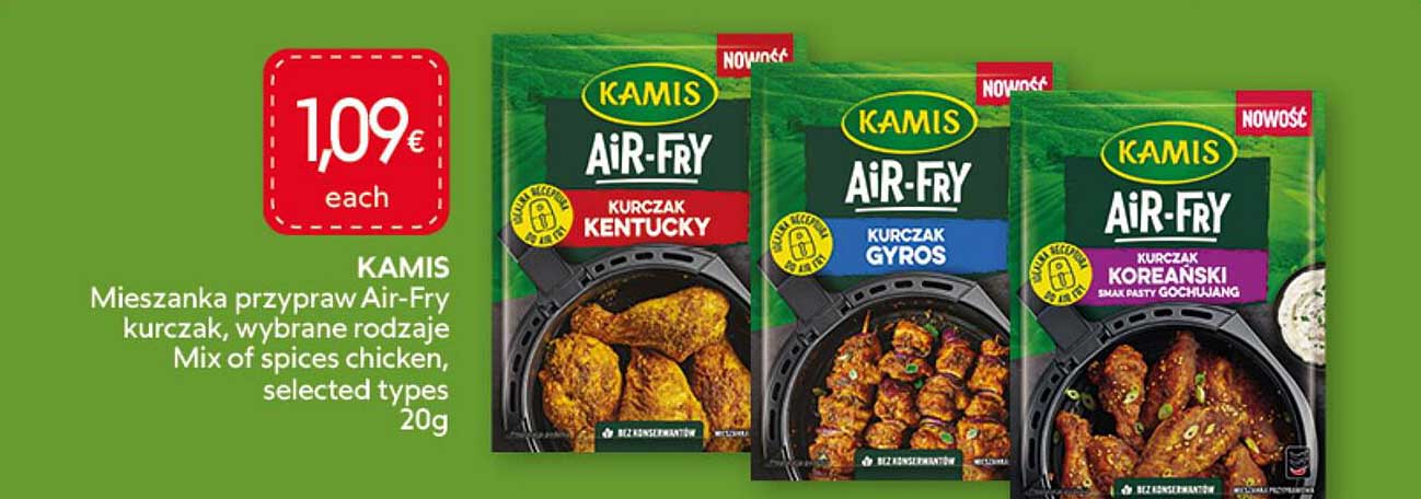 KAMIS Mieszanka przypraw Air-Fry kurczak, wybrane rodzaje Mix of spices chicken, selected types 20g