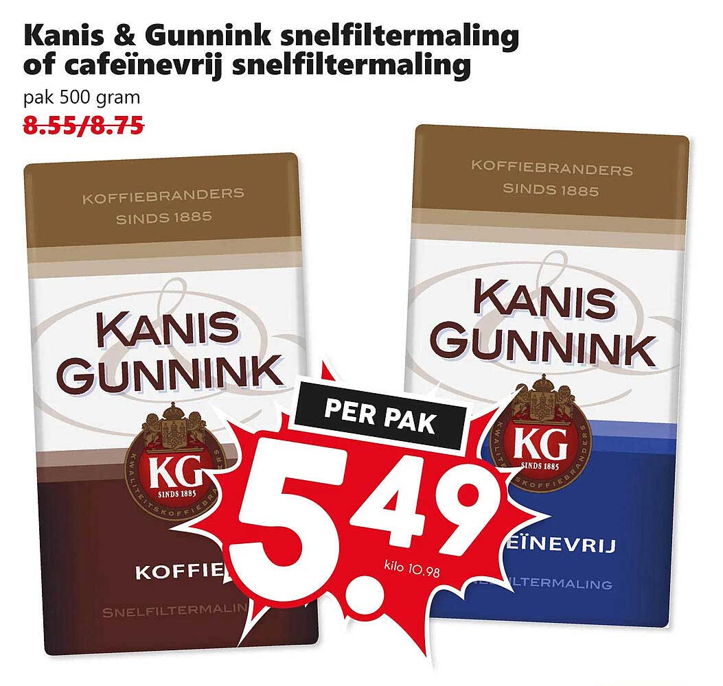 Kanis & Gunnink snelfiltermaling of cafeïnevrij snelfiltermaling