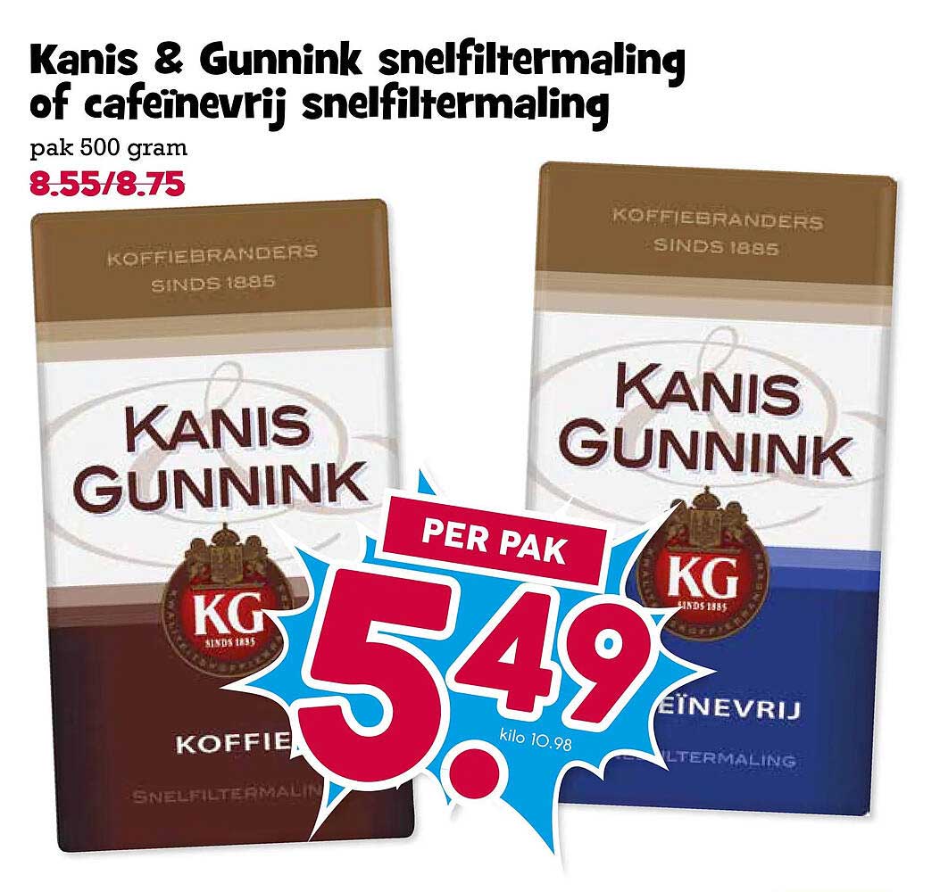 Kanis & Gunnink snelfiltermaling of cafeïnevrij snelfiltermaling