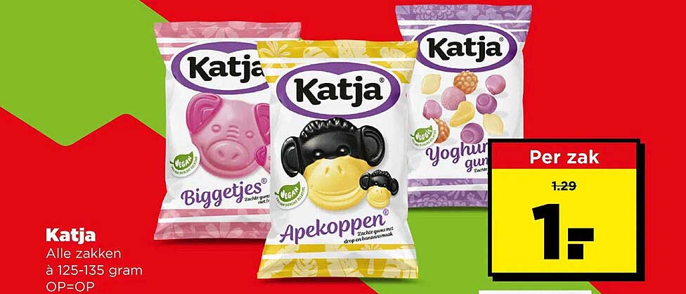 Katja Alle zakken à 125-135 gram OP=OP