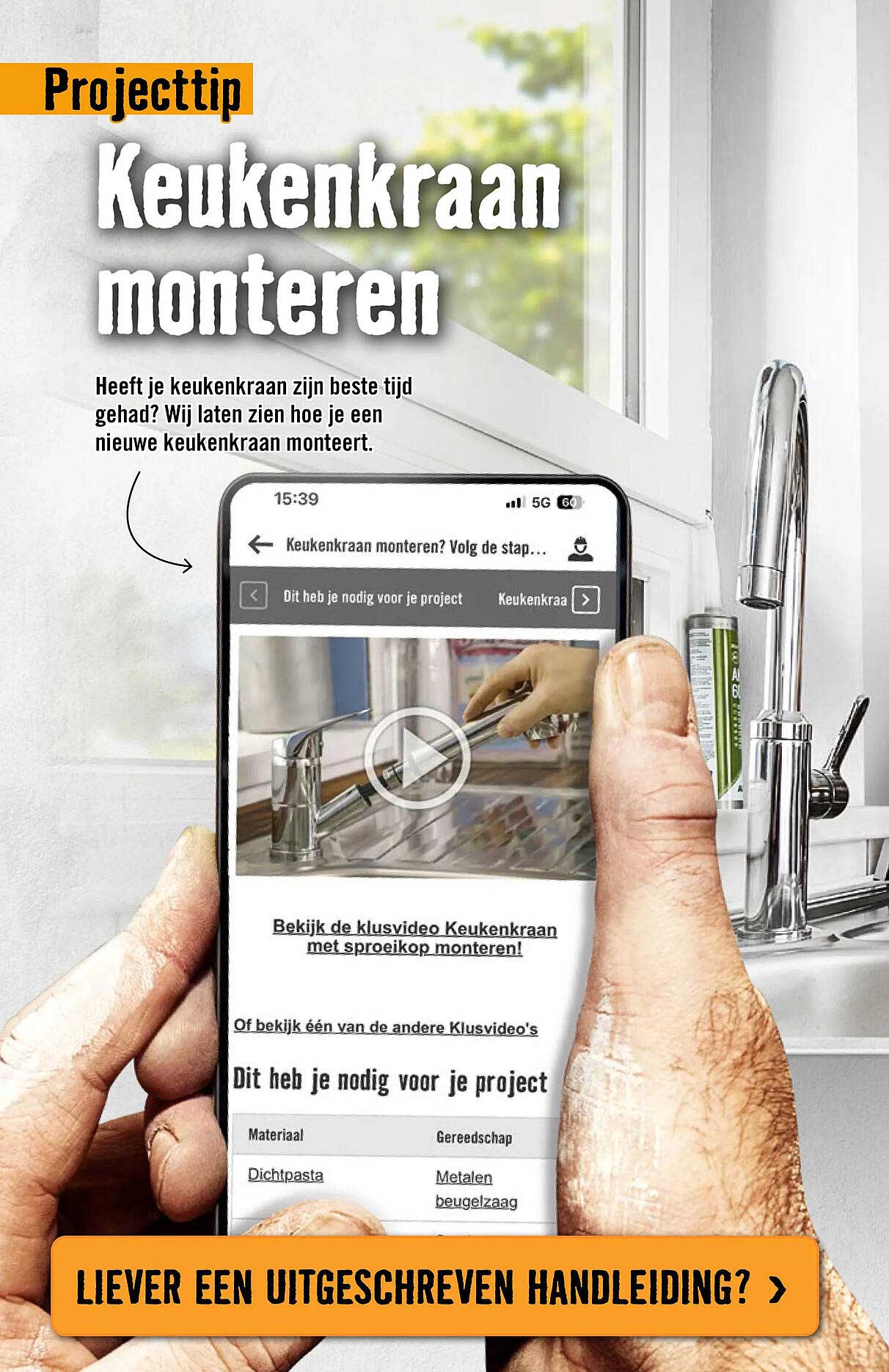 Keukenkraan monteren