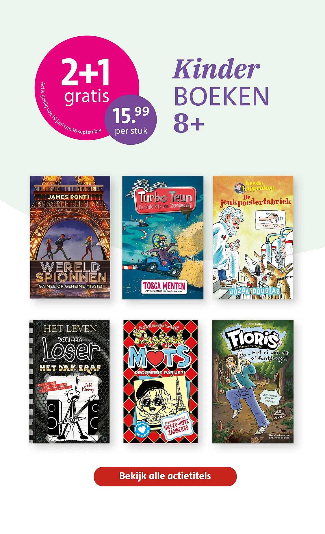 Kinder BOEKEN 8+ 2+1 gratis