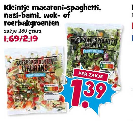 Kleintje macaroni-spaghetti, nasi-bami, wok- of roerbakgroenten zakje 250 gram