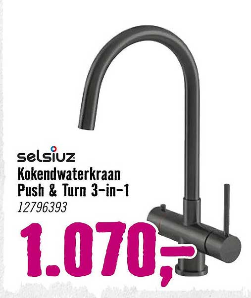 Kokendwaterkraan Push & Turn 3-in-1