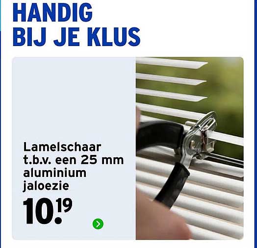 Lamelschaar t.b.v. een 25 mm aluminium jaloezie