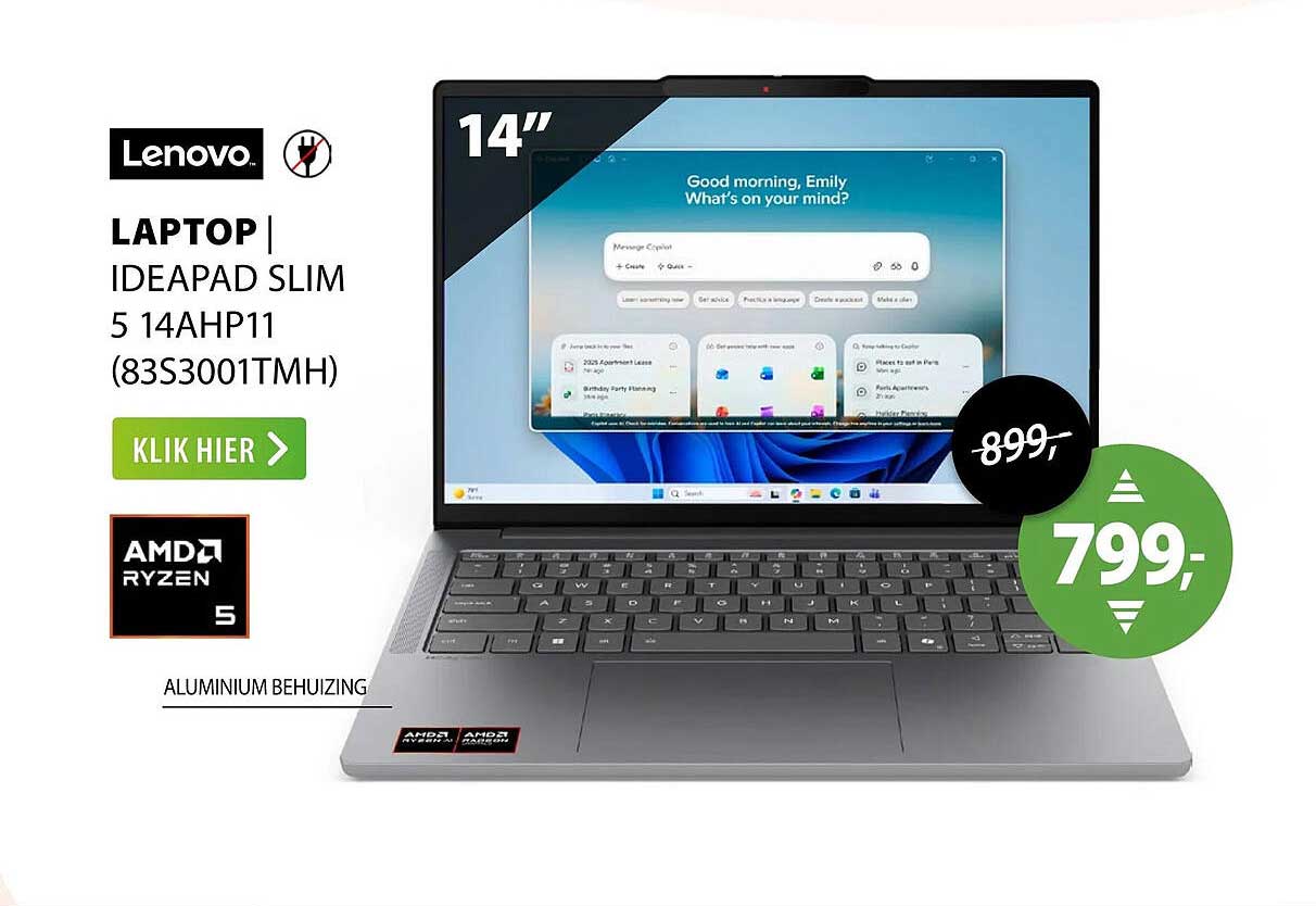 Lenovo Laptop Ideapad Slim 5 14AHP11 (83S3001TMH)