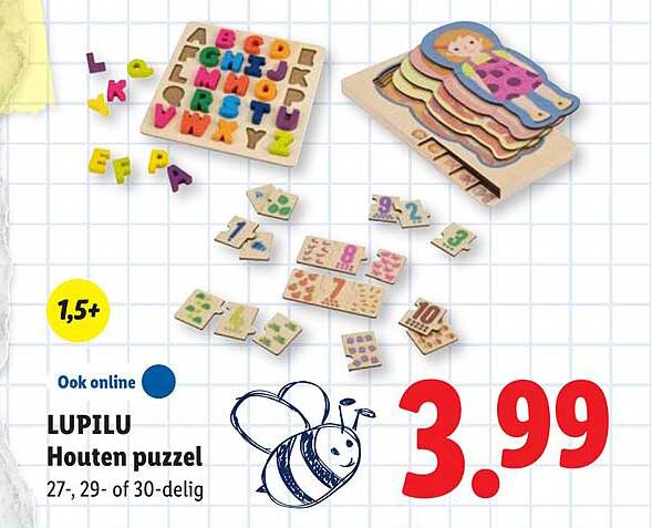 LUPILU Houten puzzel 27-, 29- of 30-delig