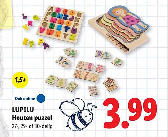 LUPILU Houten puzzel 27-, 29- of 30-delig