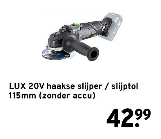 LUX 20V haakse slijper / slijptol 115mm (zonder accu)