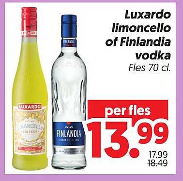 Luxardo limoncello of Finlandia vodka Fles 70 cl. per fles