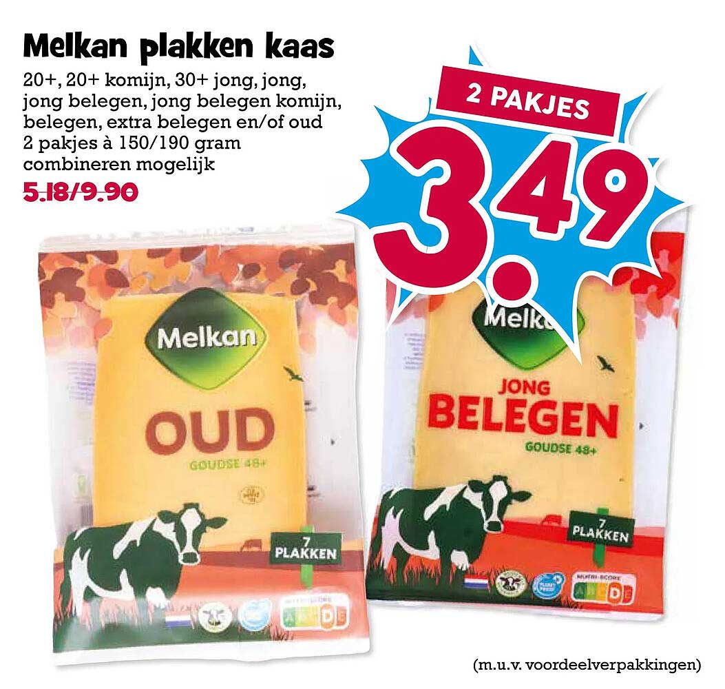 Melkan plakken kaas 2 pakjes