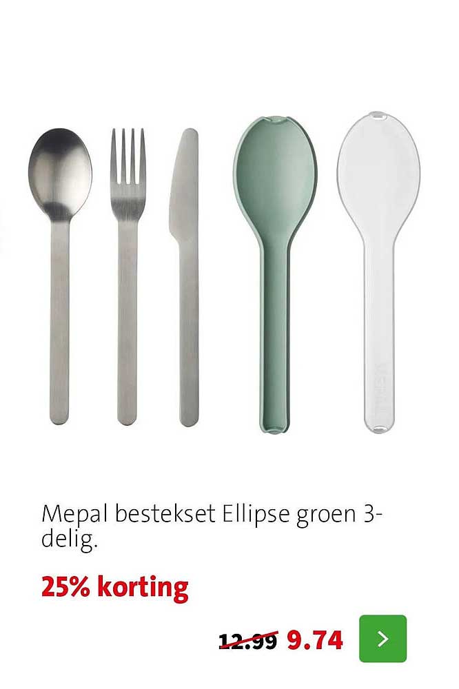Mepal bestekset Ellipse groen 3-delig 25% korting