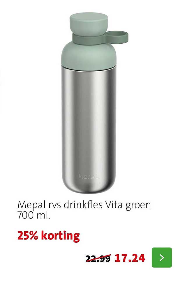 Mepal rvs drinkfles Vita groen 700 ml. 25% korting