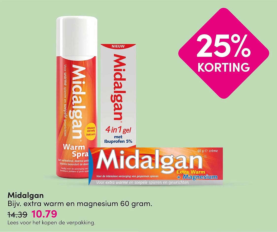Midalgan Bijv. extra warm en magnesium 60 gram. 25% KORTING