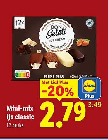 Mini-mix ijs classic 12 stuks Met Lidl Plus -20%