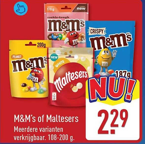 M&M's of Maltesers Meerdere varianten verkrijgbaar. 108-200 g.