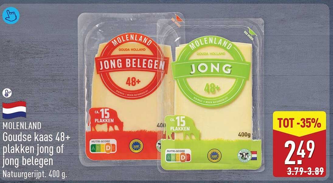 Molenland Goudse kaas 48+ plakken jong of jong belegen
