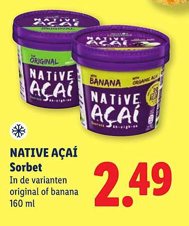 NATIVE AÇAÍ Sorbet In de varianten original of banana 160 ml