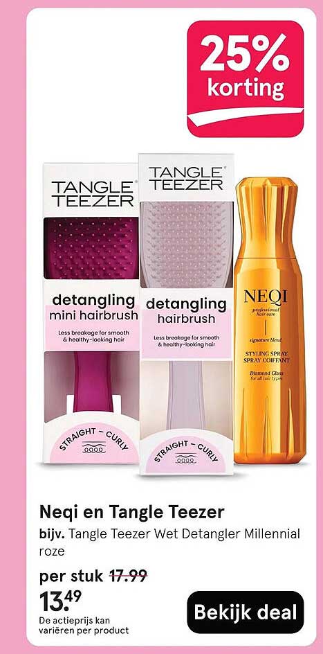 Neqi en Tangle Teezer bijv. Tangle Teezer Wet Detangler Millennial roze