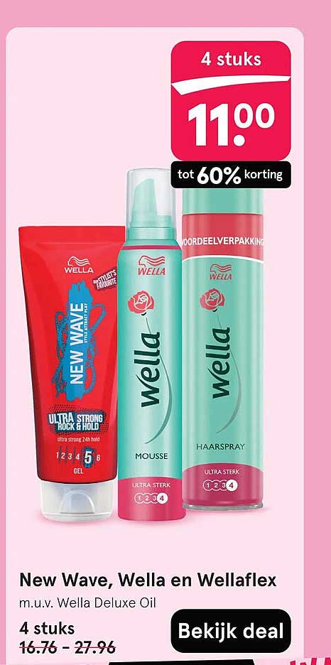 New Wave, Wella en Wellaflex 4 stuks tot 60% korting
