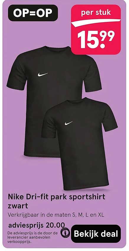 Nike Dri-fit park sportshirt zwart