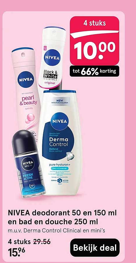 NIVEA deodorant 50 en 150 ml en bad en douche 250 ml