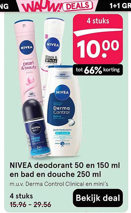 NIVEA deodorant 50 en 150 ml en bad en douche 250 ml