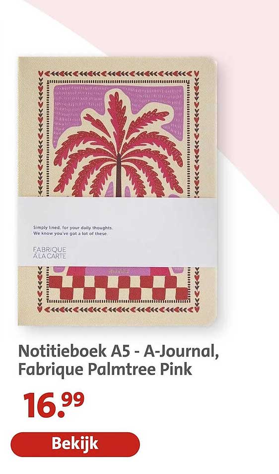 Notitieboek A5 - A-Journal, Fabrique Palmtree Pink
